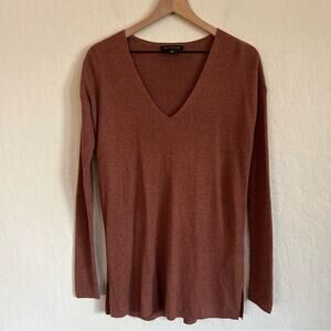 A Pea In The Pod Long Sleeve V-Neck Tunic Sweater Small Rust Brown Maternity